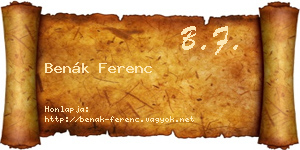Benák Ferenc névjegykártya