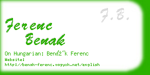 ferenc benak business card